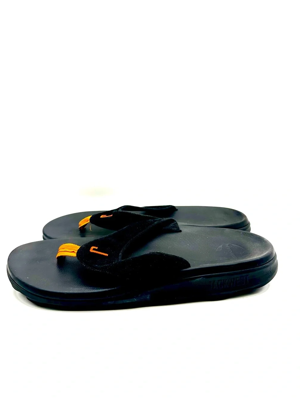 Jackwest Recovery Flip Flops Sandals Black Orange Size 12 Comfort Slides